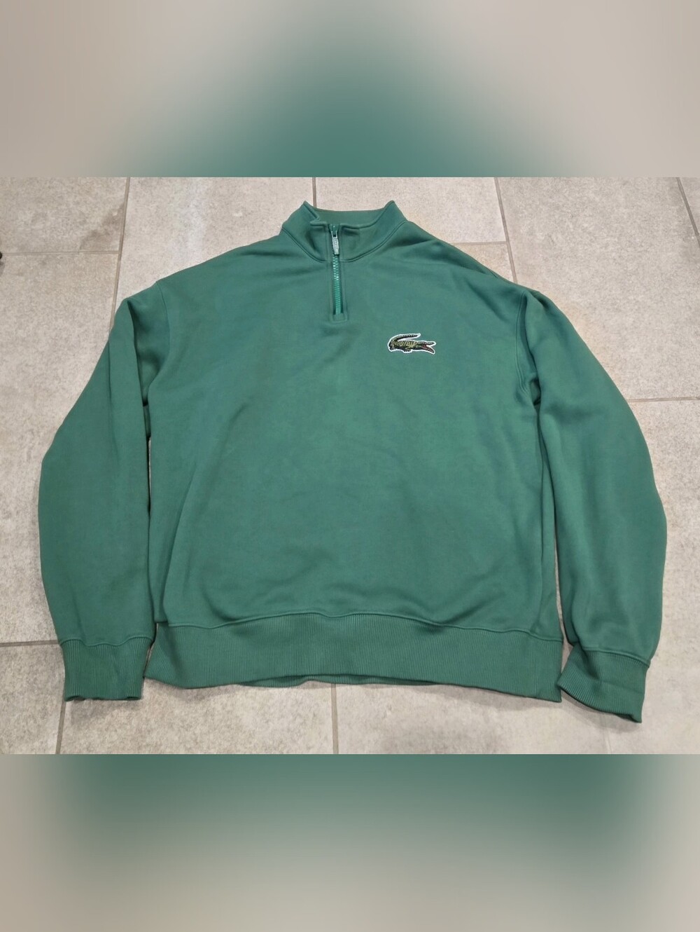 Lacoste Unisex Loose Fit Quarter Zip Sweatshirt Green M